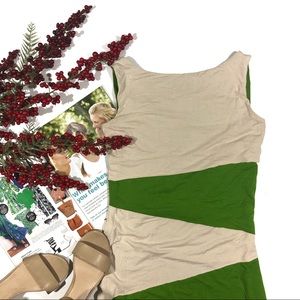Cynthia Rowley green + ochre colorblock dress